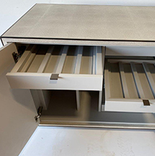 stingray leather buffet detail-interior